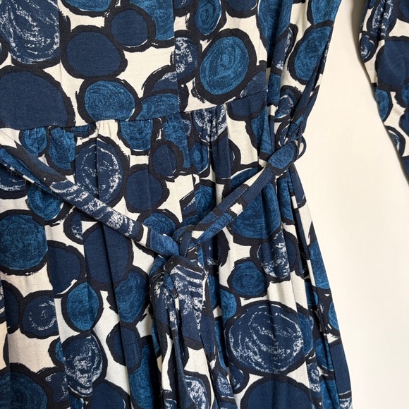 Boden Navy and White circle jersey knit 3/4 Sleeve Dress sz 12 14 euro 16 - Picture 5 of 11